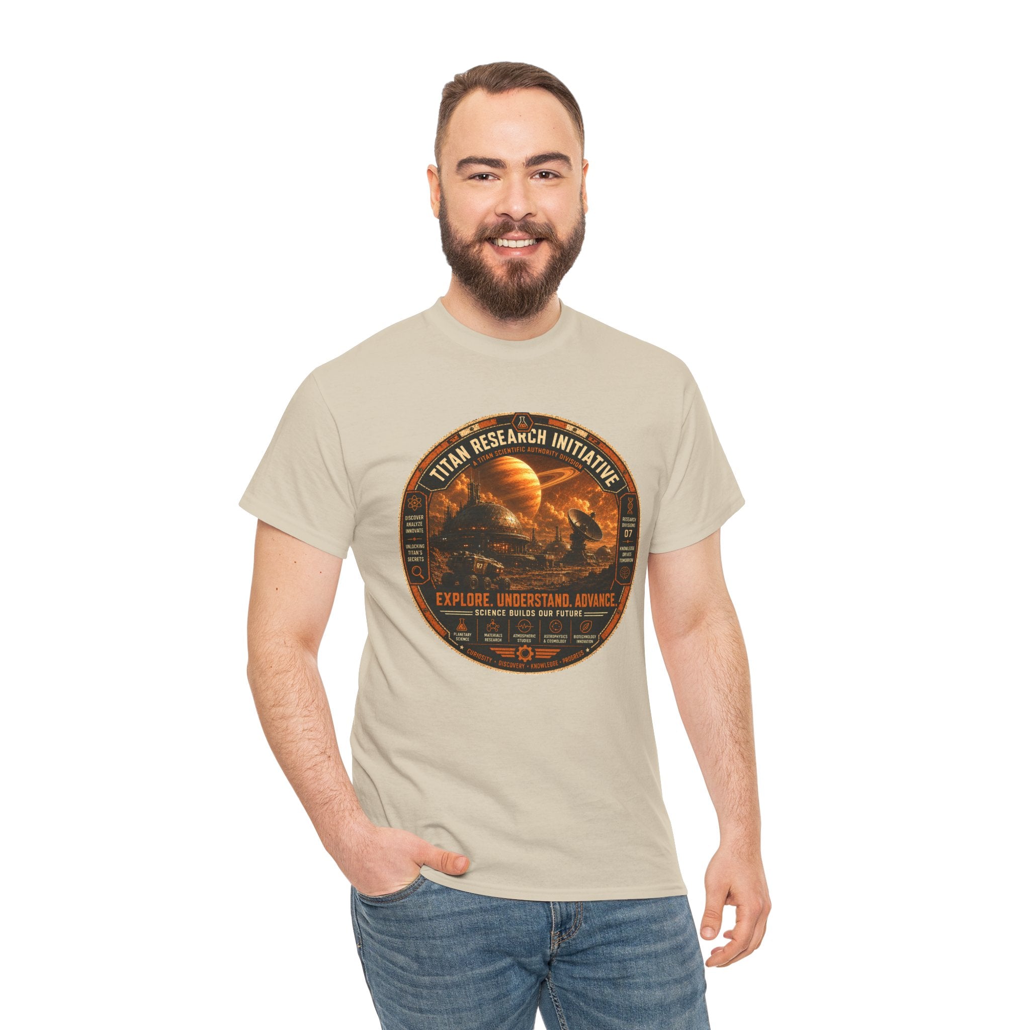 Titan Research Initiative T Shirt – Retro Sci Fi Space Exploration Graphic Tee