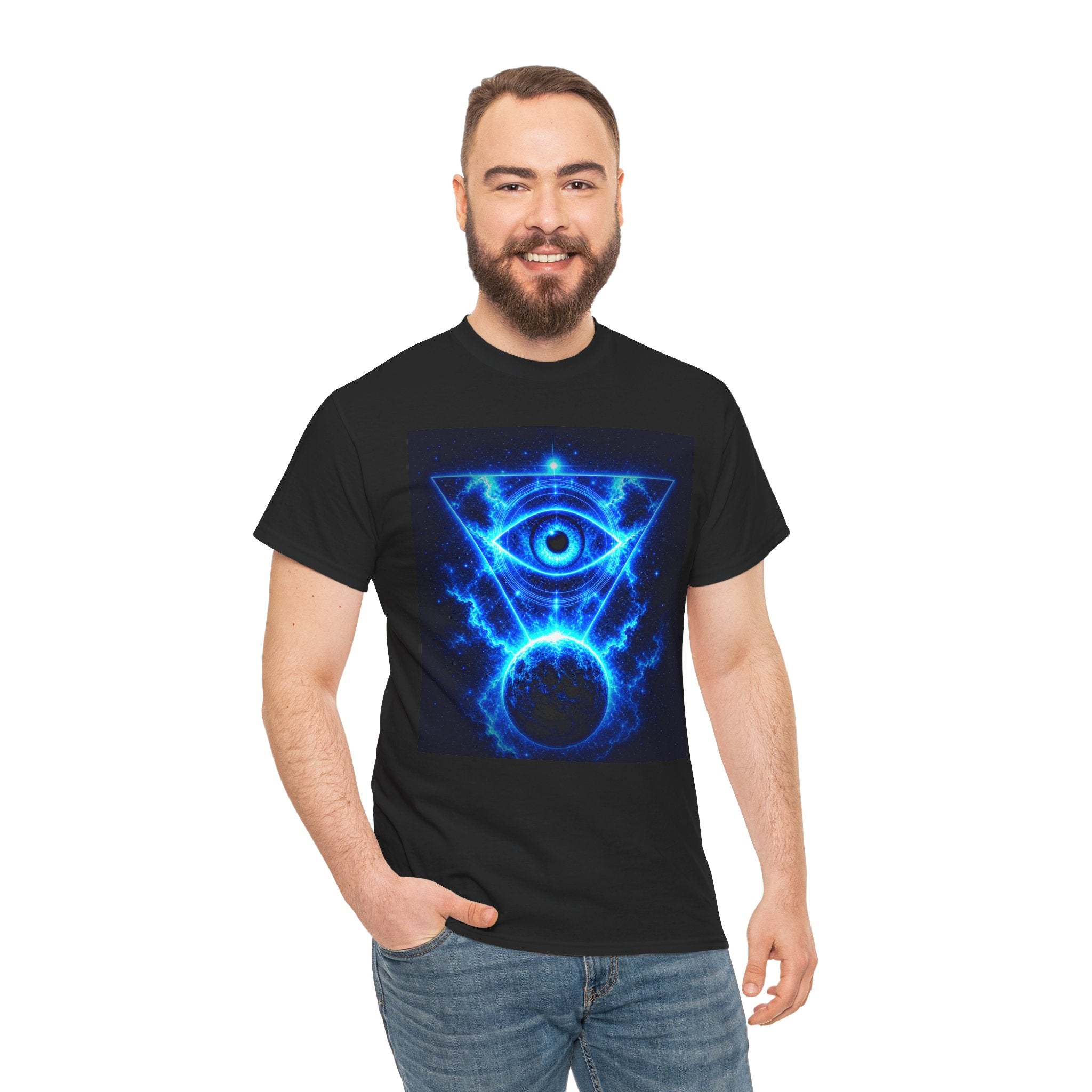 Sci Fi Cosmic Third Eye T Shirt – Electric Blue Occult Graphic Tee