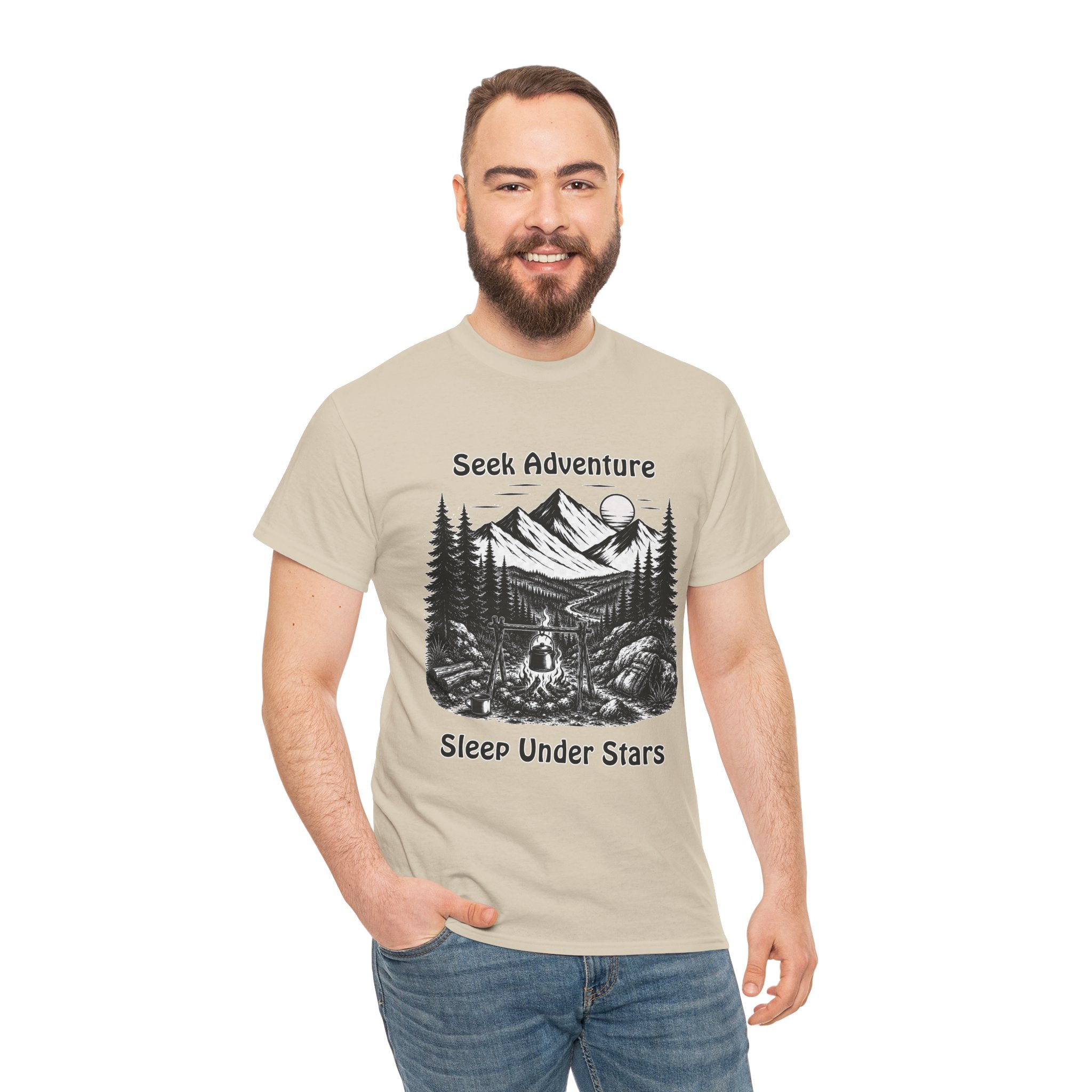 Seek Adventure Sleep Under Stars T Shirt – Vintage Camping Hiking Mountain Graphic Tee