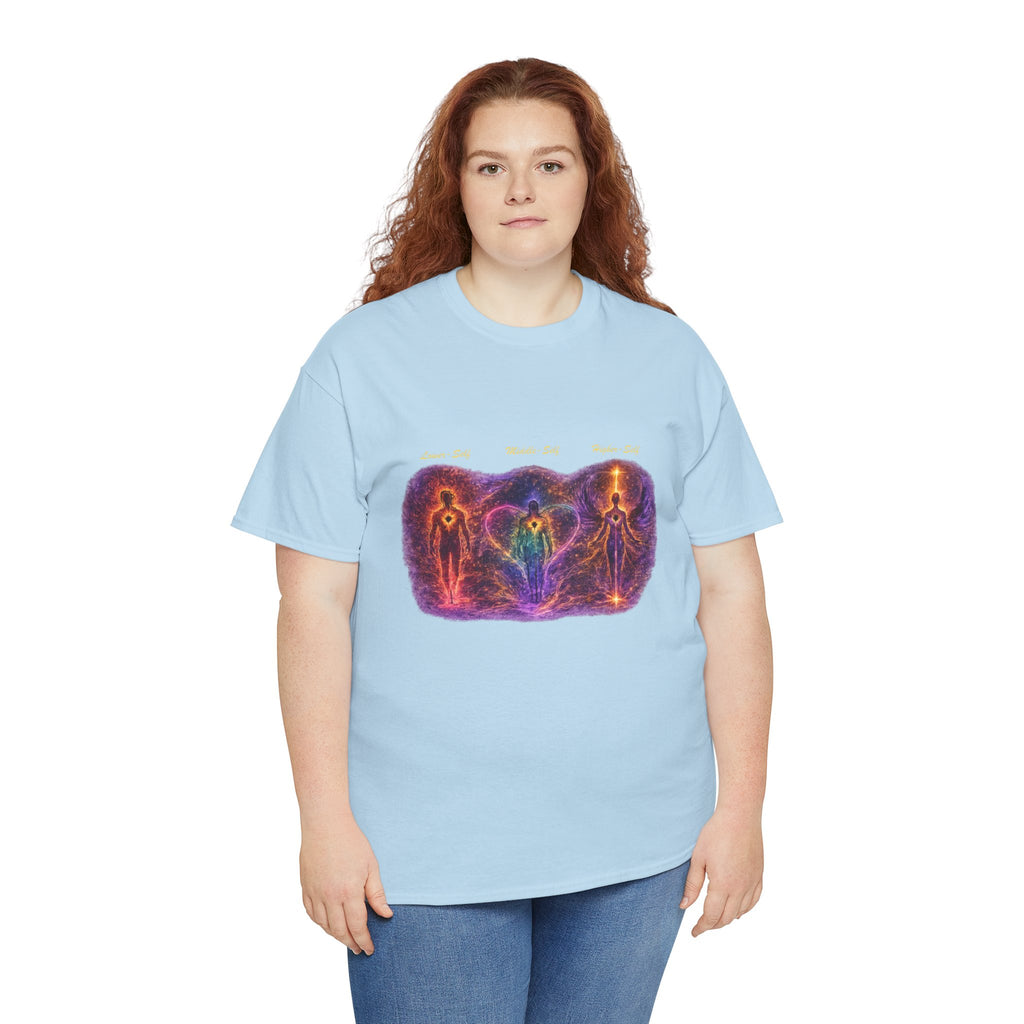 Lower Middle Higher Self Mystic Energy Tee — Cosmic Chakra Spirit Artwork T Shirt