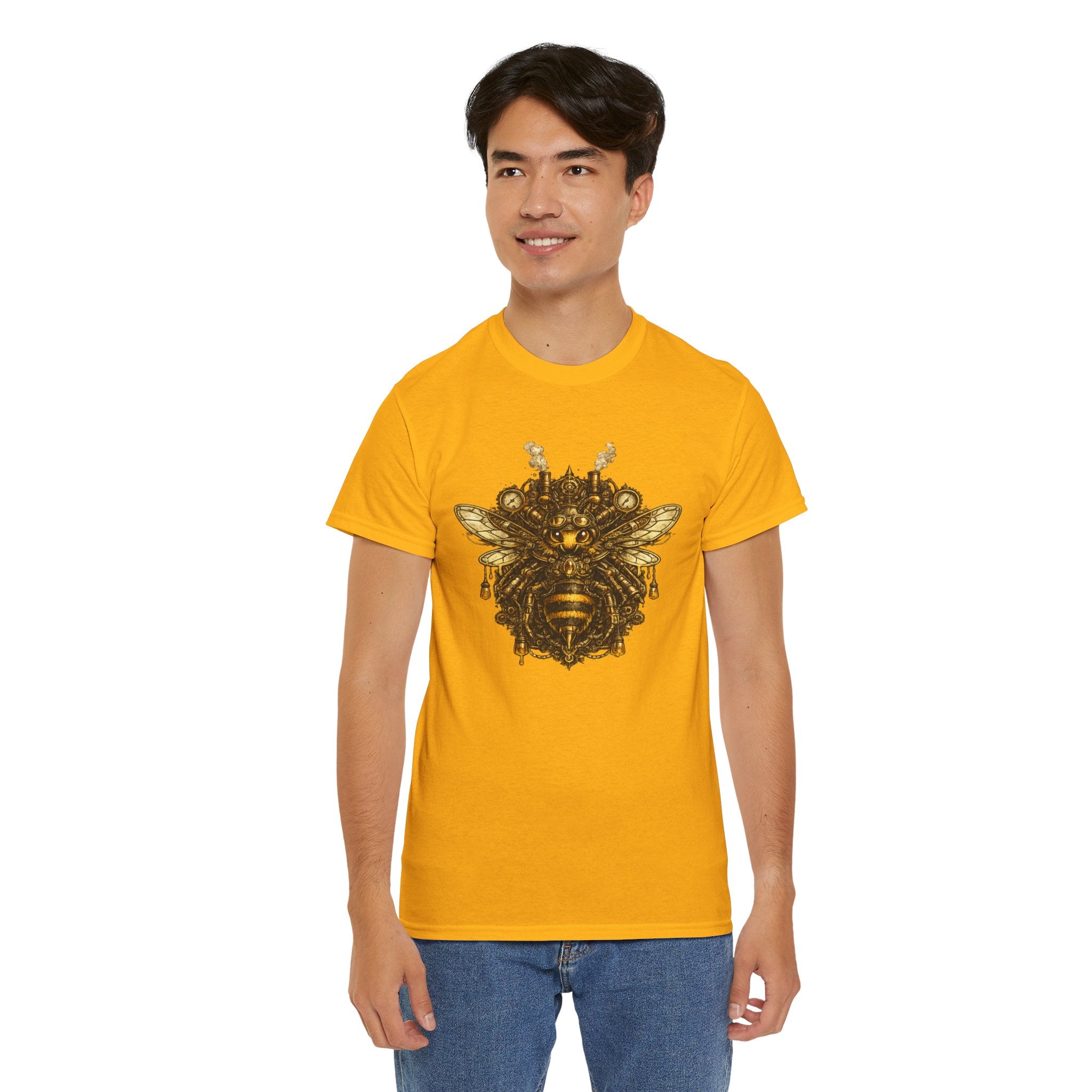 Steampunk Bee Mandala T Shirt – Vintage Mechanical Honeybee Graphic Tee
