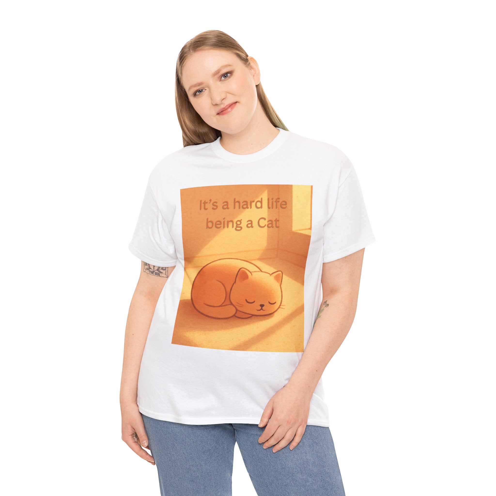 Funny Sleeping Cat T Shirt – It’s a Hard Life Being a Cat Cozy Cat Graphic Tee