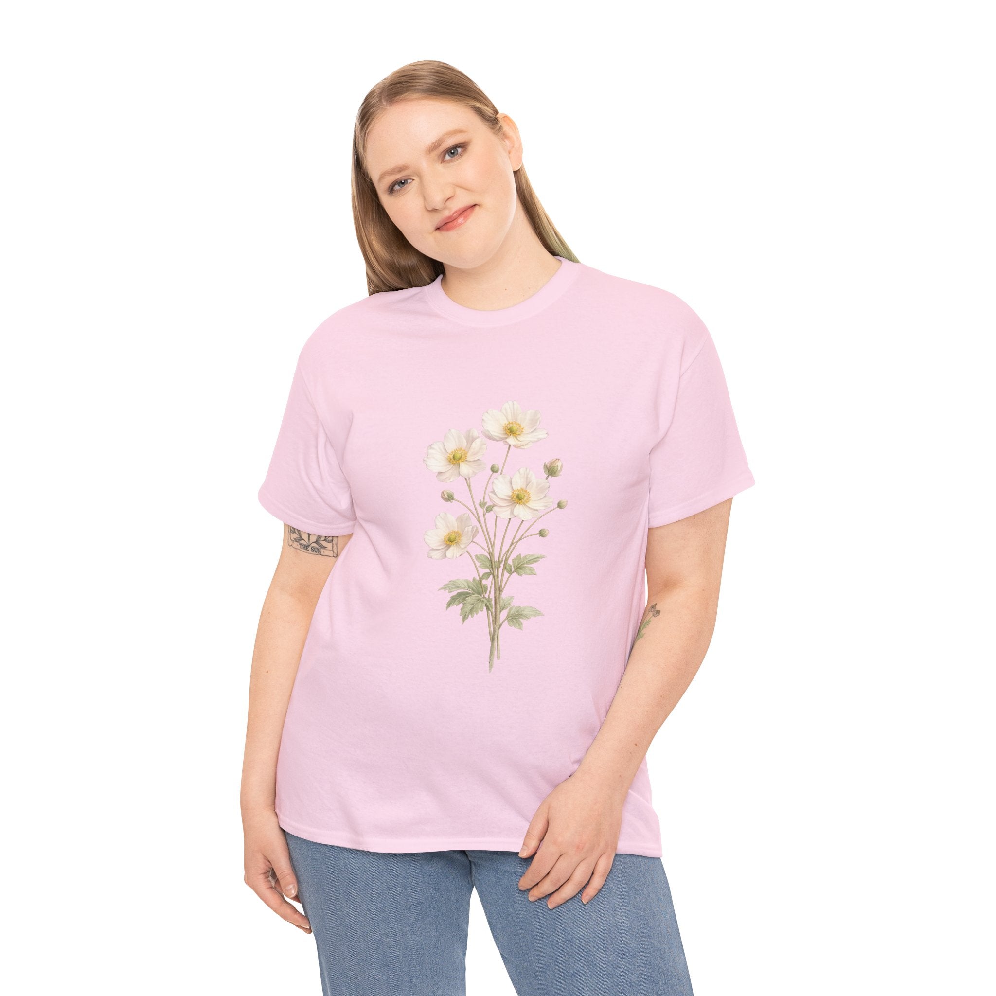 Japanese Anemone Floral T Shirt – Vintage Botanical Wildflower Graphic Tee for Nature Lovers