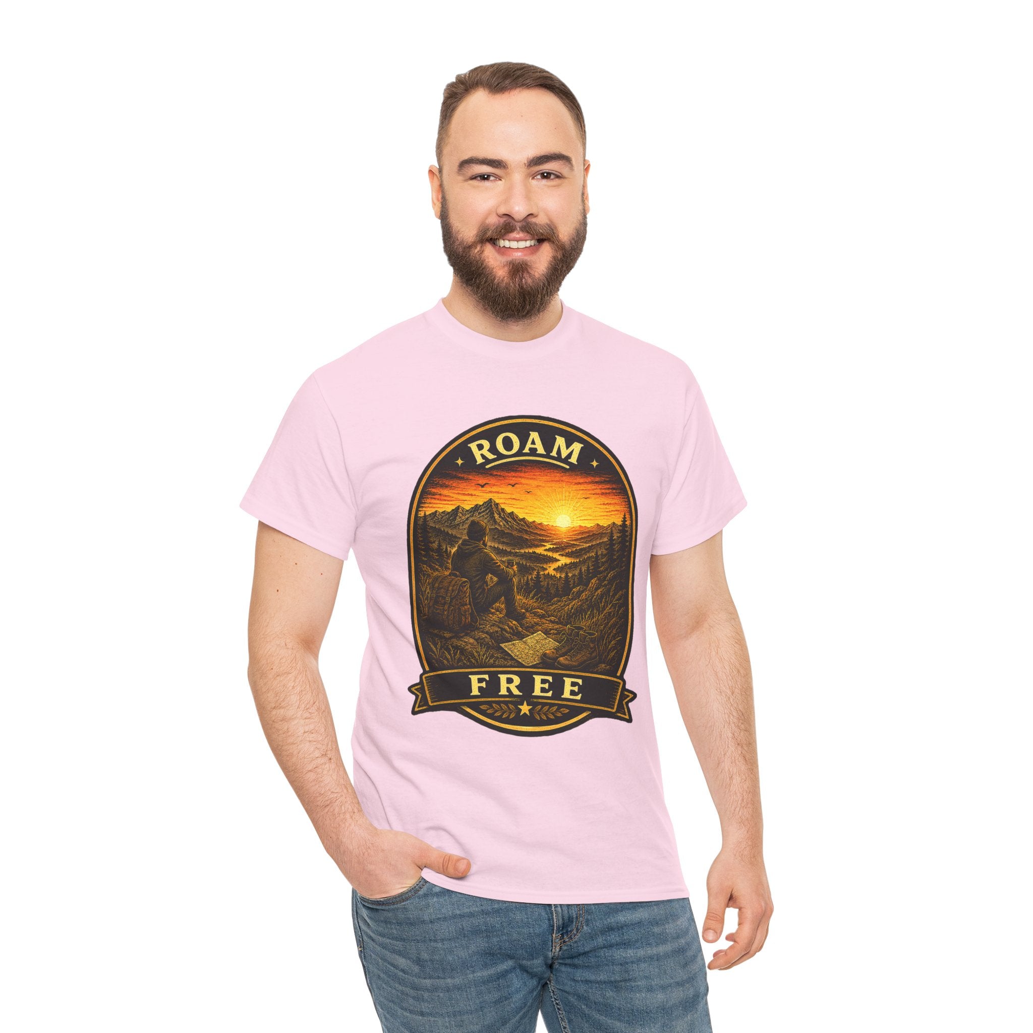 Roam Free Hiking T Shirt – Vintage Mountain Adventure Camping Graphic Tee