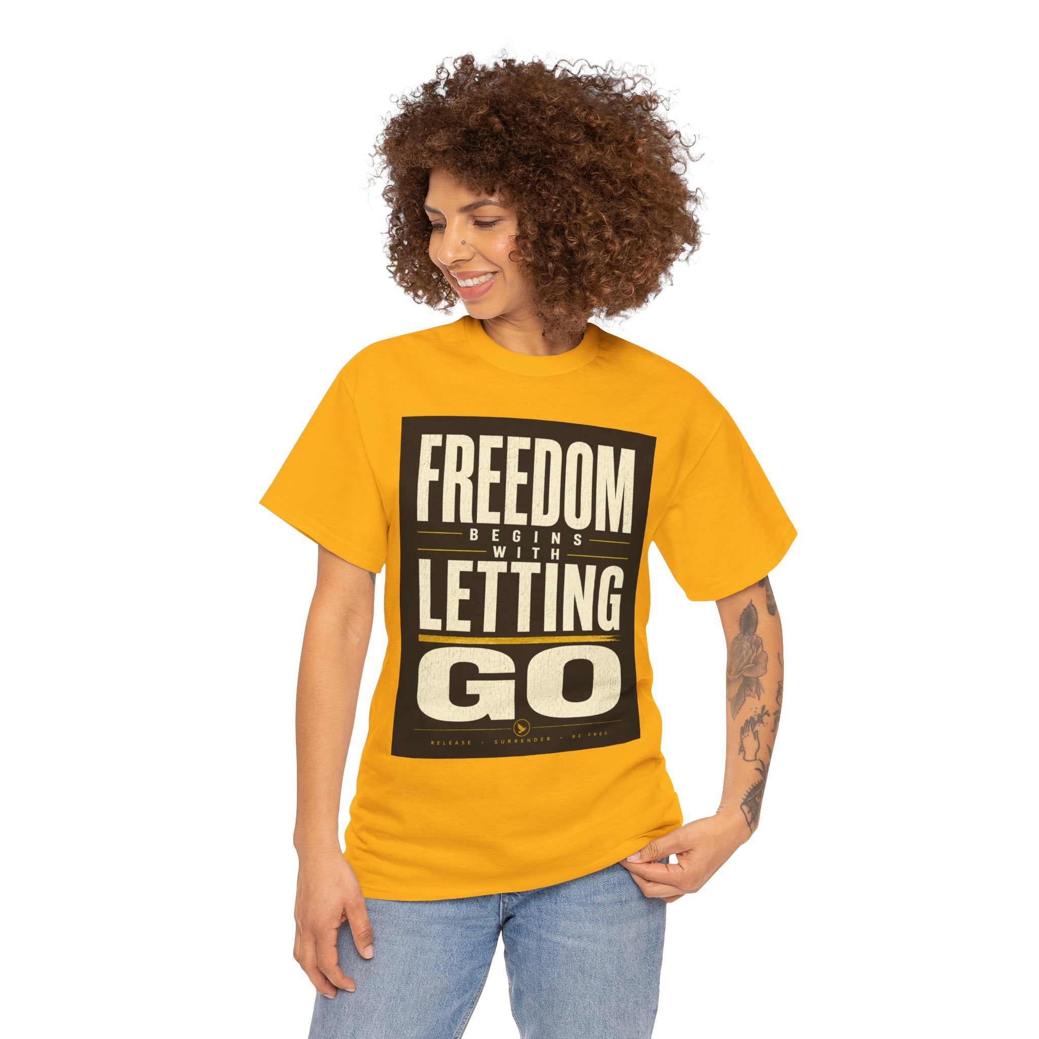 Freedom Begins With Letting Go T Shirt – Inspirational Quote Graphic Tee for Men & Women