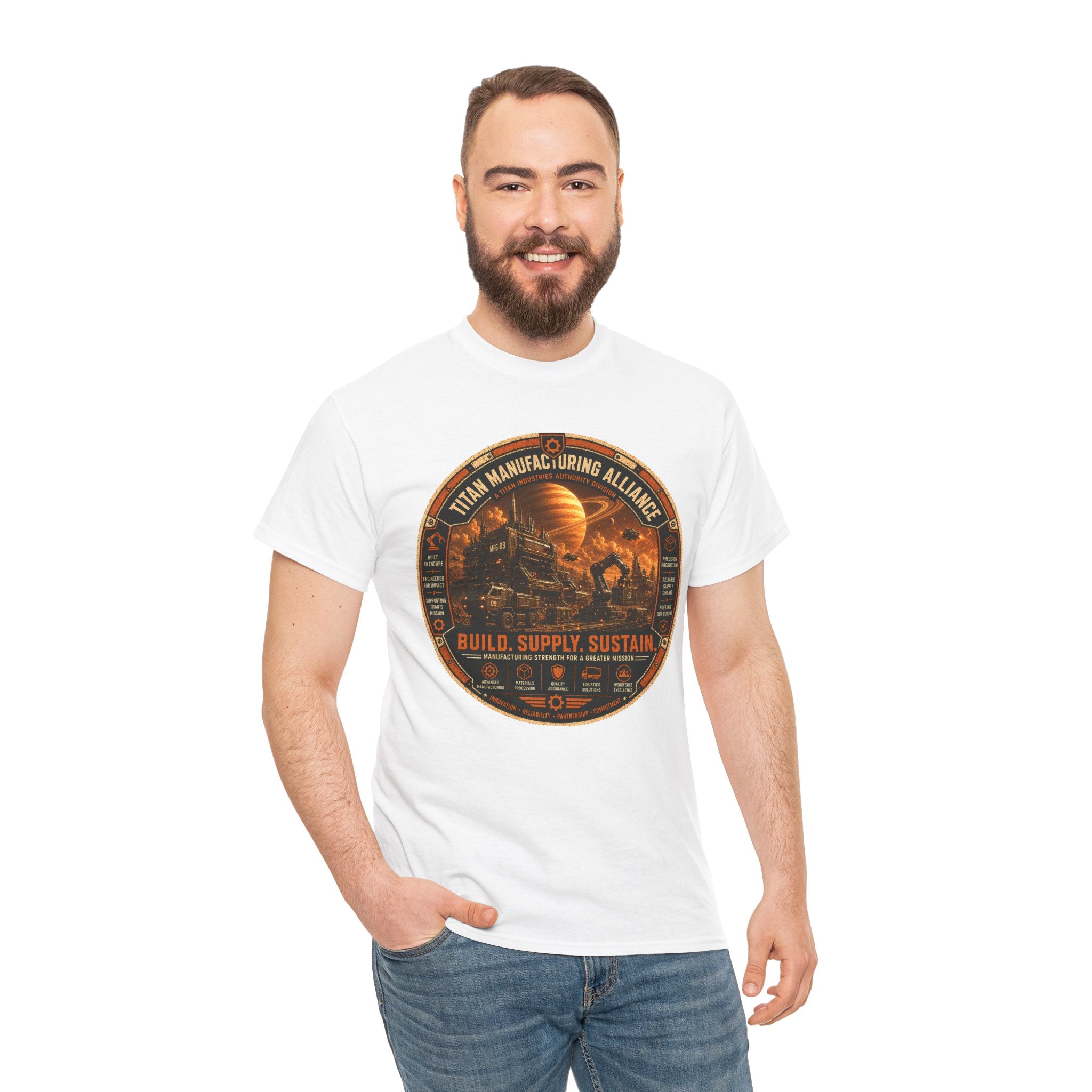 Titan Manufacturing Alliance T Shirt – Retro Industrial Sci Fi Graphic Tee
