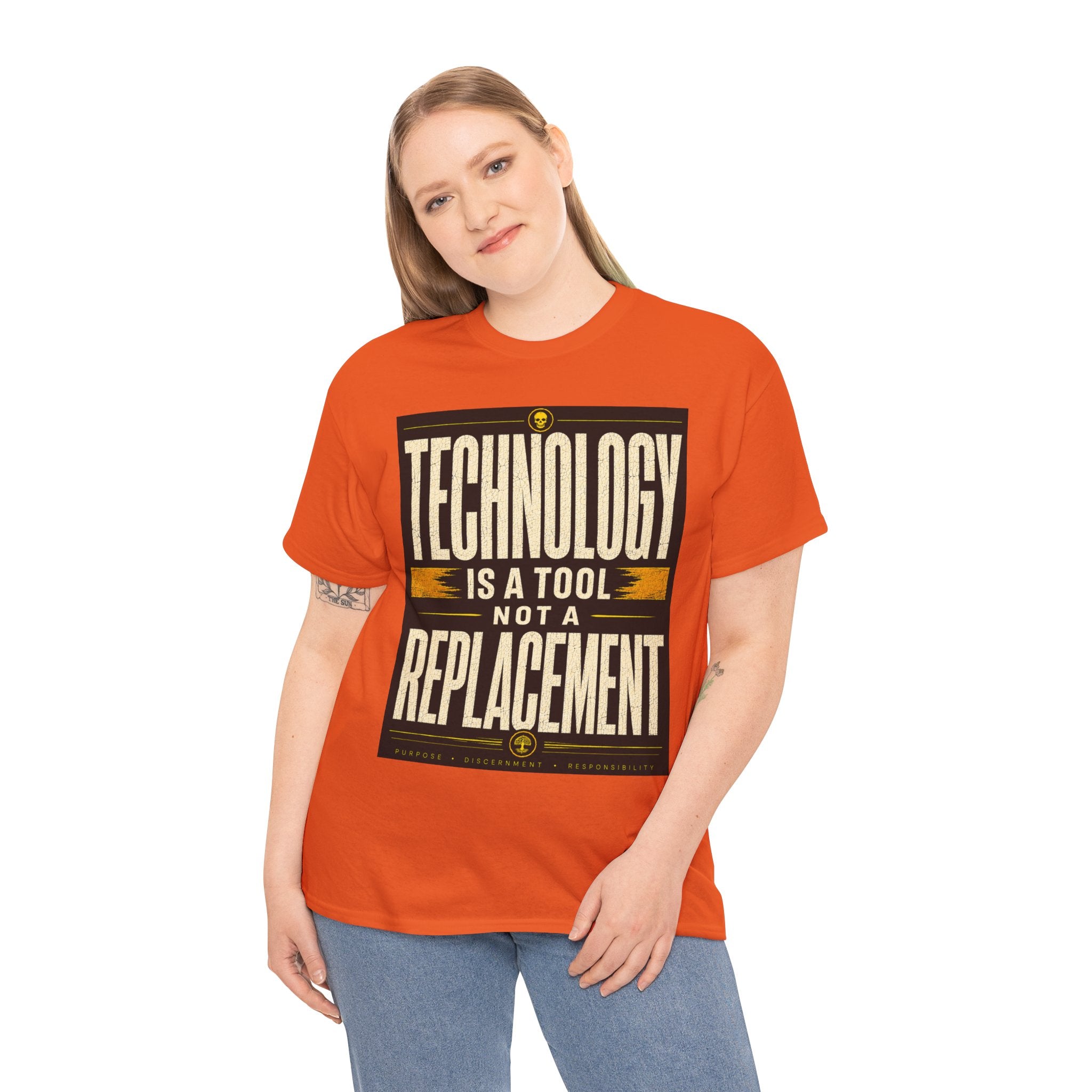 Technology Is A Tool Not A Replacement T Shirt – Retro AI Philosophy Graphic Tee
