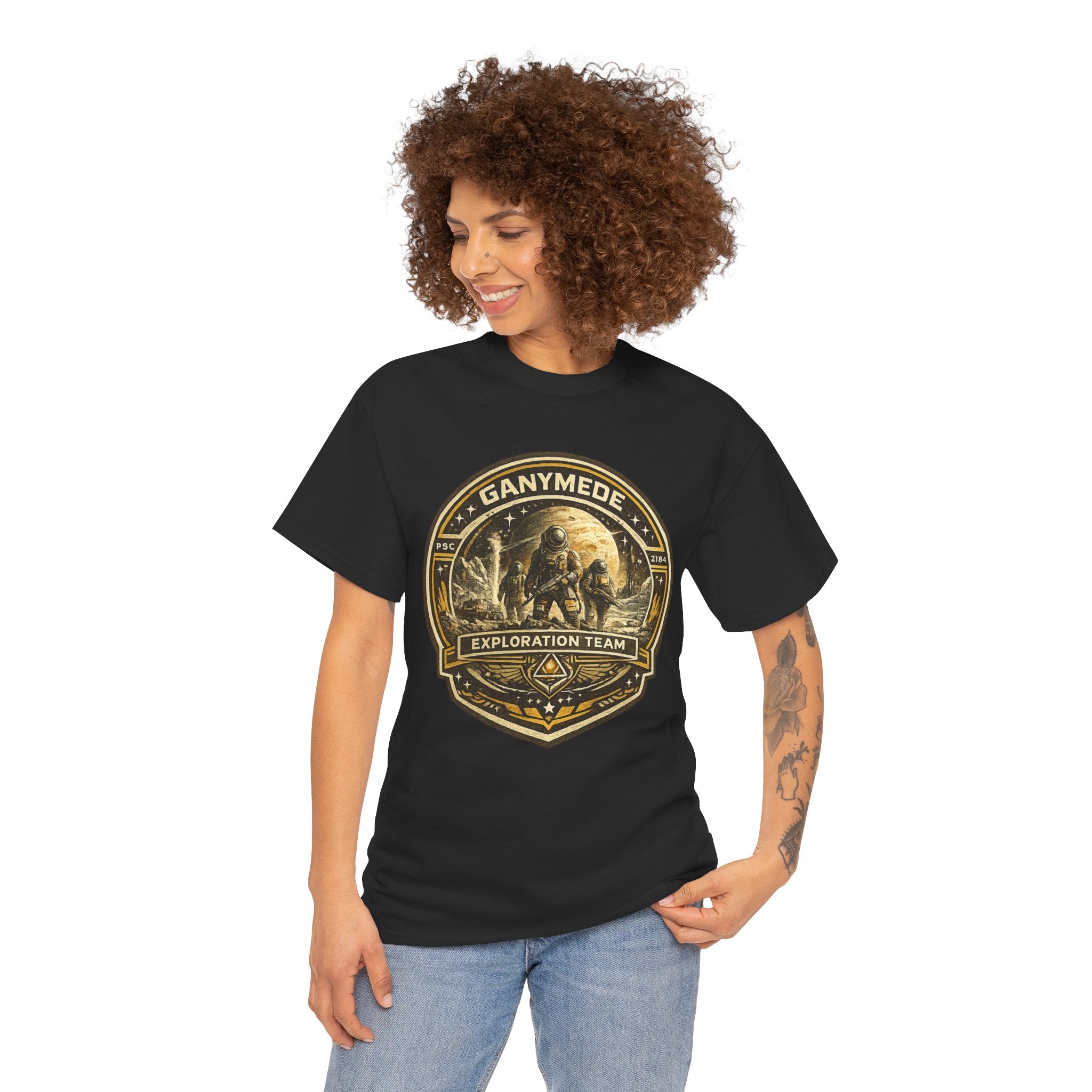 Ganymede Exploration Team T Shirt – Retro Sci Fi Space Mission Graphic Tee