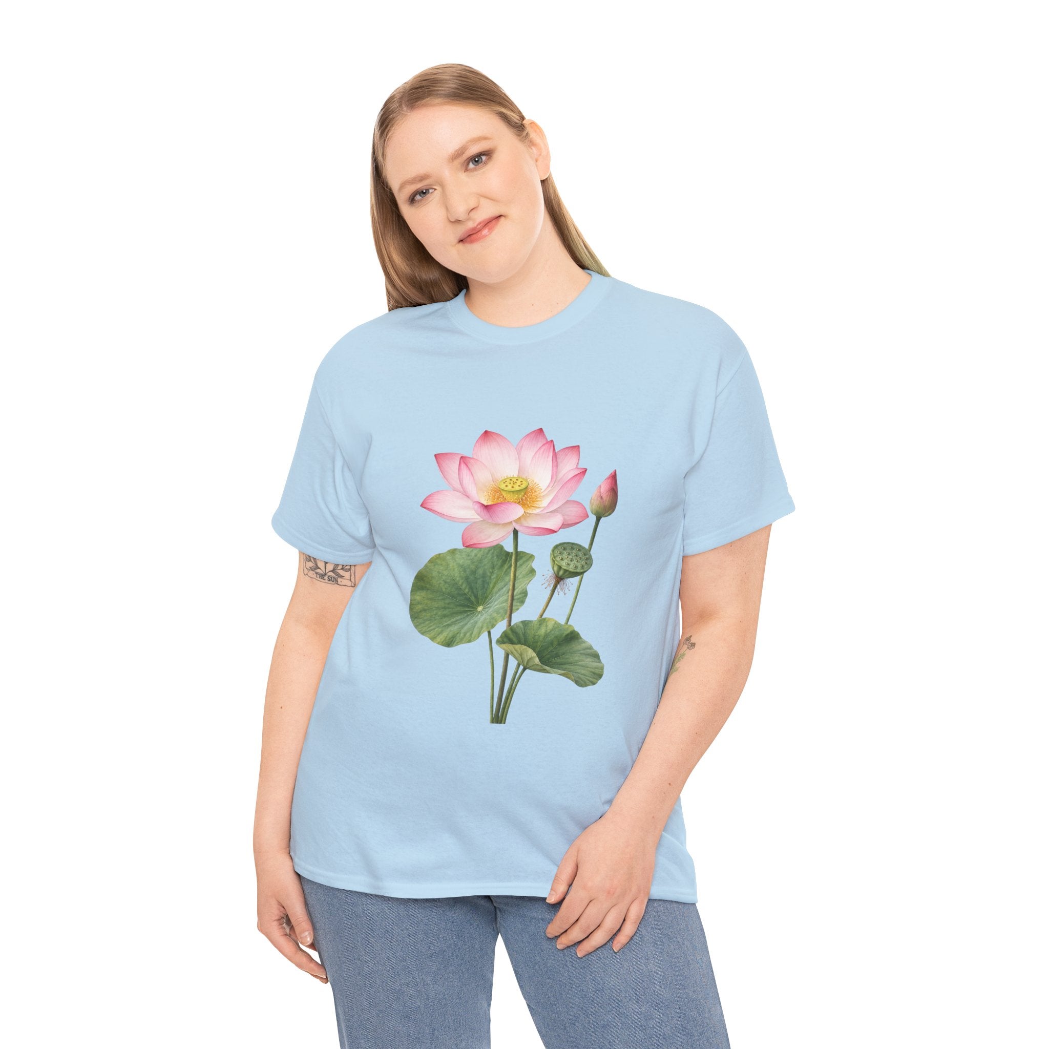 Pink Lotus Flower T Shirt – Botanical Floral Graphic Tee for Yoga, Meditation & Nature Lovers