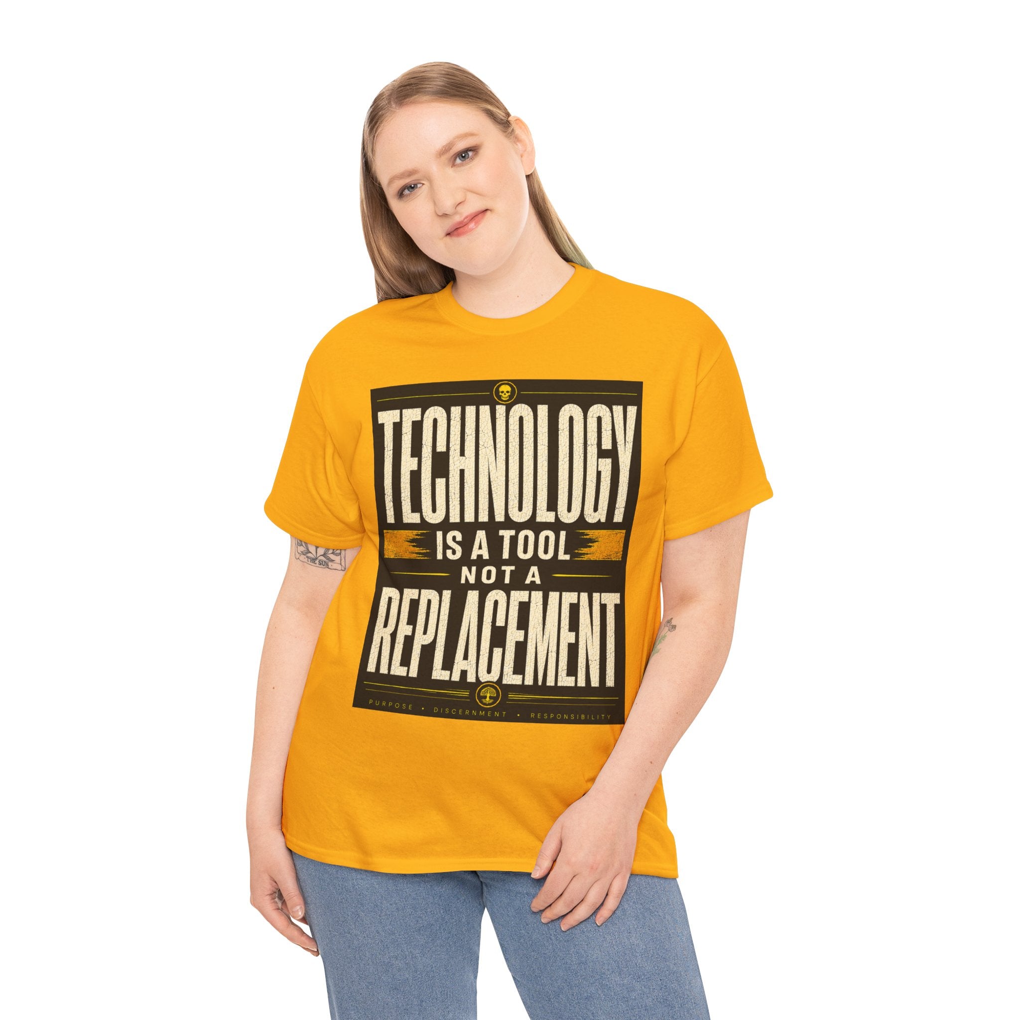 Technology Is A Tool Not A Replacement T Shirt – Retro AI Philosophy Graphic Tee